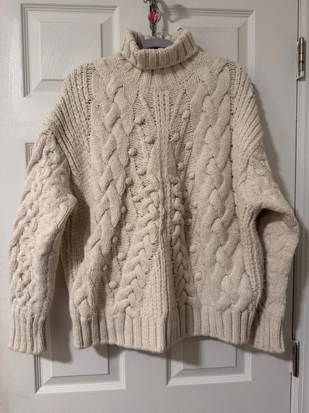 Zara Cream Cable Turtleneck Sweater - Picture 1 of 1
